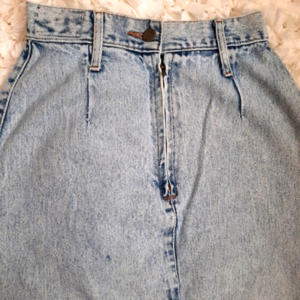 Vintage Denim Skirt High Waist Acid Wash Midi XS/S - Picture 5 of 14